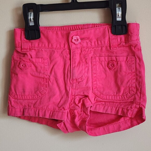 Old Navy Cute Pink Shorts With Pink Flower Buttons. Size 12-18 Months - Picture 1 of 6